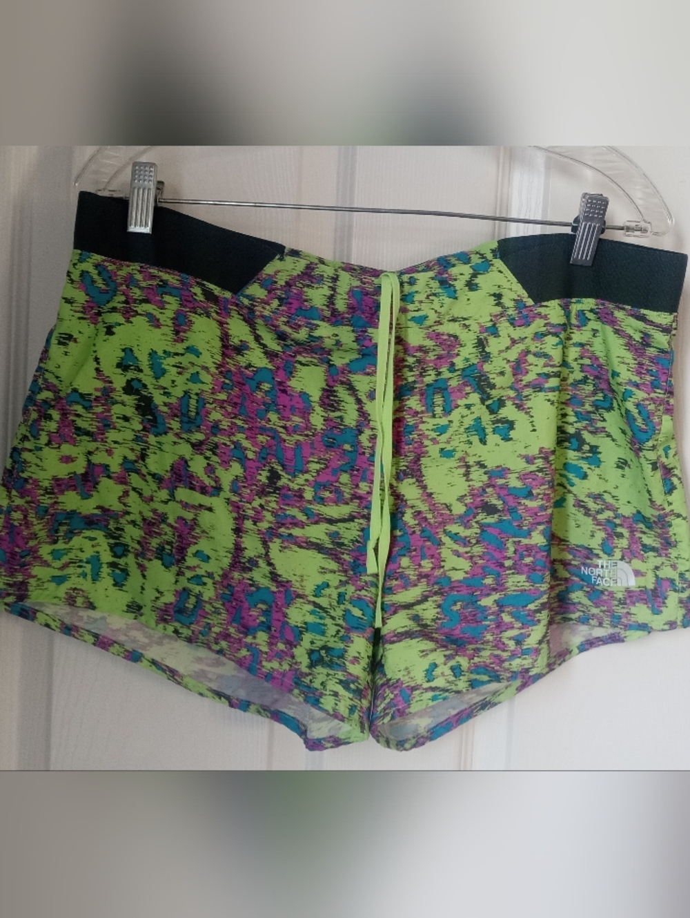The North Face Neon Green Abstract Print Running Shorts